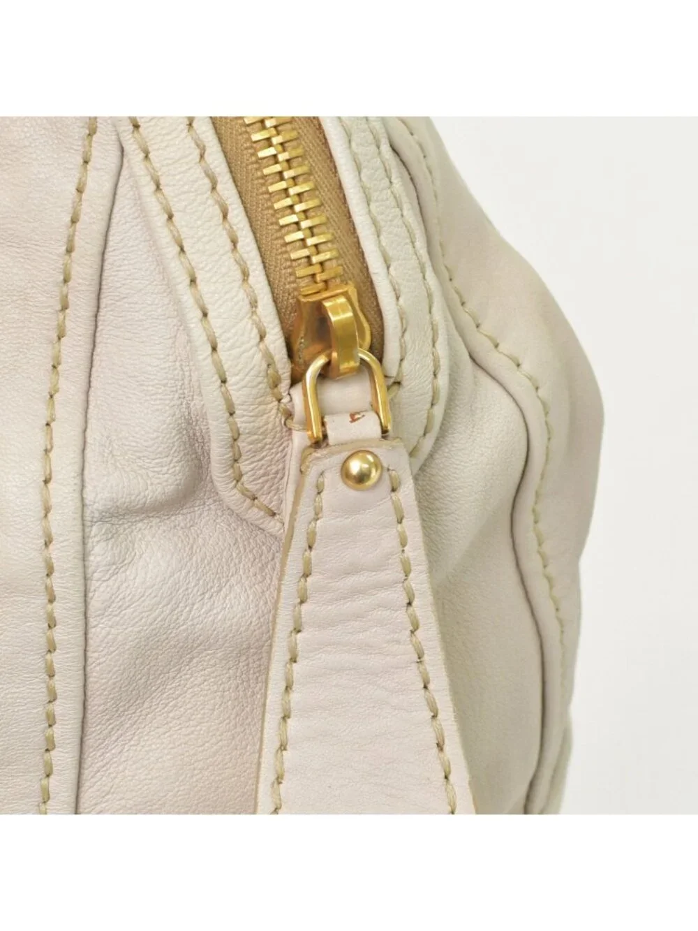 Miu Miu Vintage Handbag Beige Brown Leather Gold
